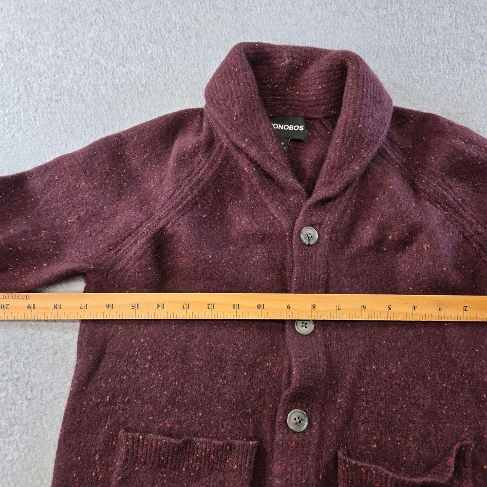 Bonobos Sweater Boys M Purple Cardigan Shawl Collar Pockets Wool Nylon